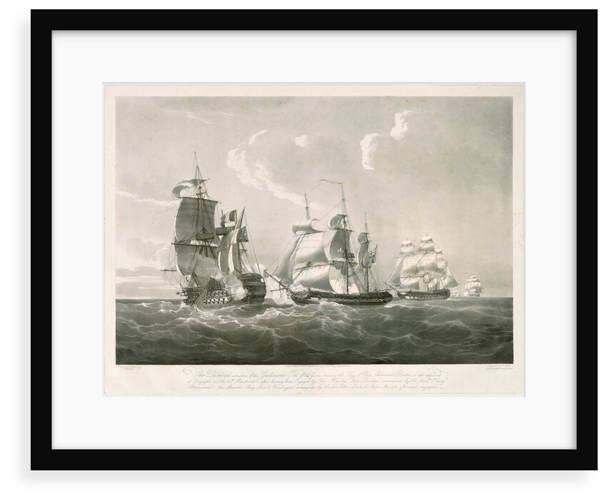 Engagement between the 'Guillaume Tel' and HMS 'Penelope', 30 March 1800 by Nicholas Pocock