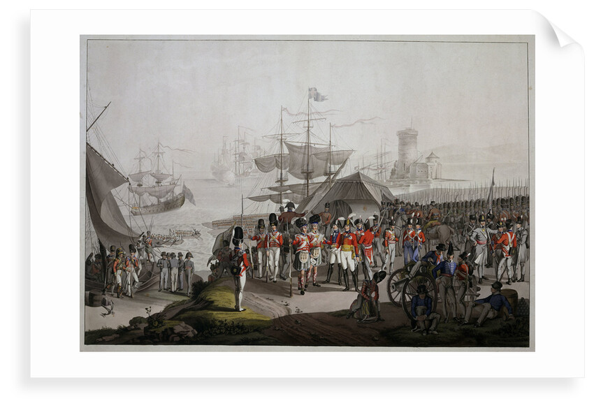 Wellington landing in 1809 at Lisbon to take command in the Peninsular War by unknown