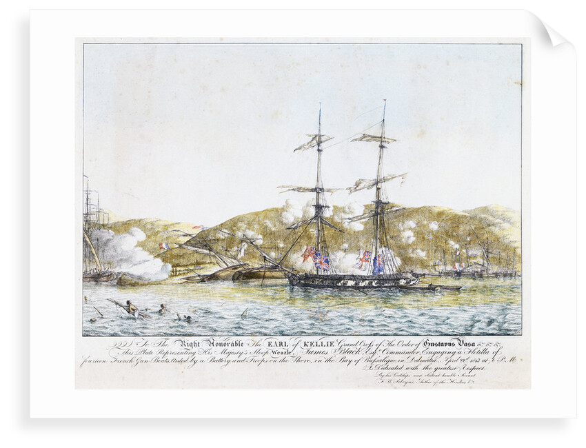Action between HM sloop 'Weazle' and the French fleet, 22 April 1813 by Frans Baltazar Solveyns