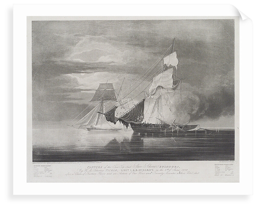 Capture of the slave Schooner 'Bolodora', by HM schooner 'Pickle' by William John Huggins