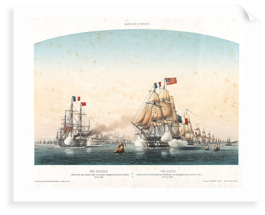 The Baltic. Junction of the two allied squadrons. The Admirals are exchanging a salute with their colours, 12 June 1854 by Louis Le Breton