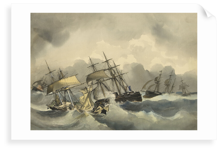 French ironclad in collision by Jean-Antoine Theodore Gudin