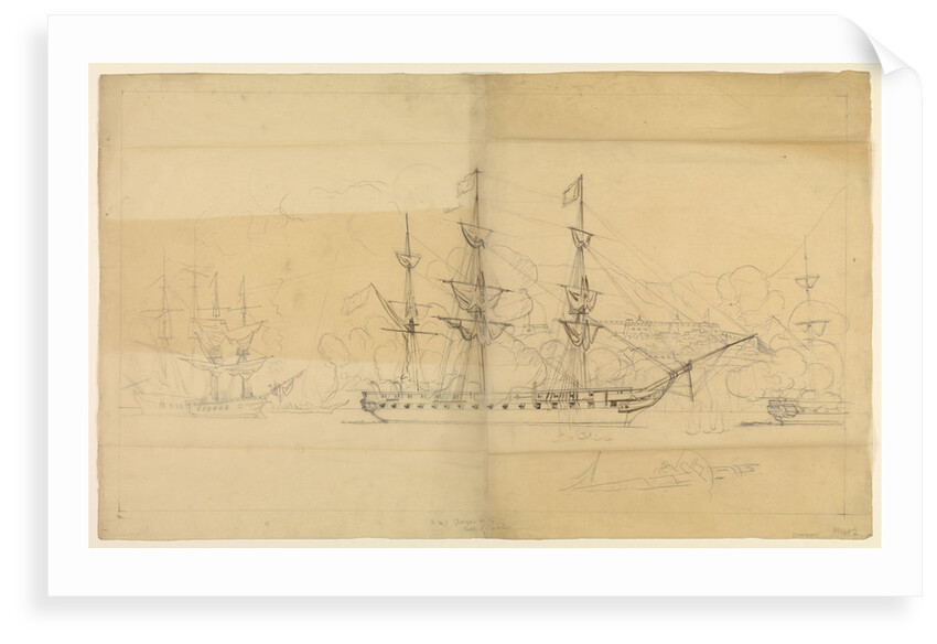 HMS 'Glasgow' (1814) at the Battle of Navarino, 1827 by Oswald Walter Brierly
