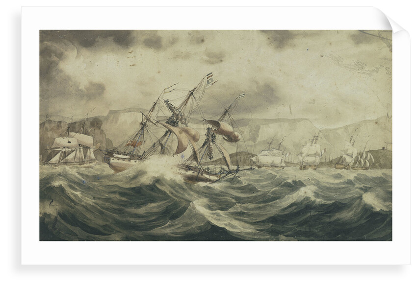 Situation of HMS 'Curacoa' off Toulon in the Winter of 1812 by Pearce