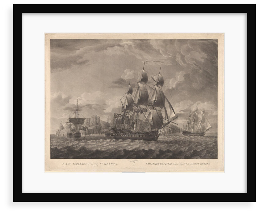 East Indiamen leaving St Helena (possibly Neptune and Ocean) by 