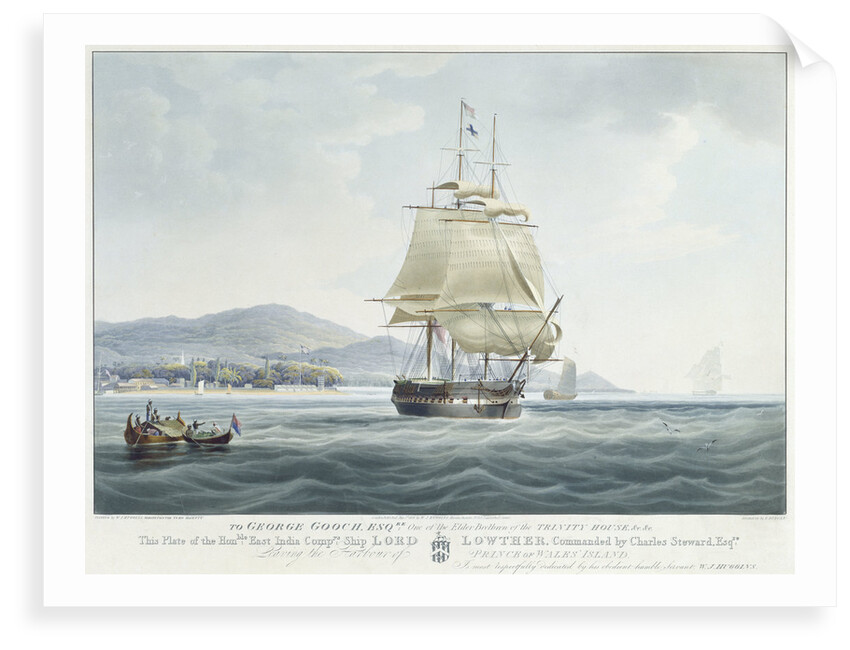 The East India Company's ship 'Lord Lowther', commanded by Charles Steward, leaving the harbour of Prince of Wales island by William John Huggins
