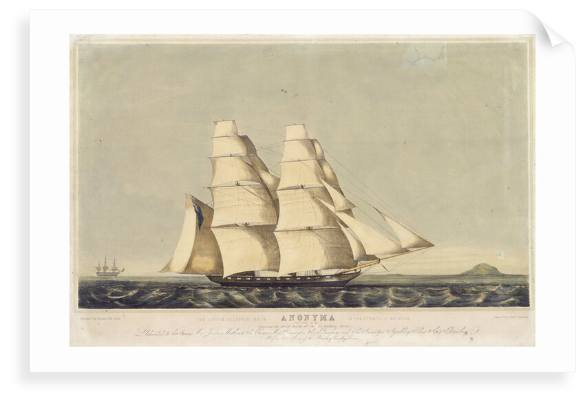 The opium clipper brig 'Anonyma' in the Straits of Malacca by Norman Hill