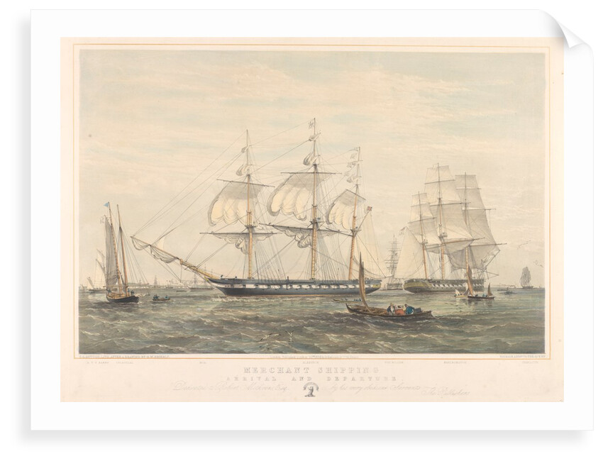 Merchant shipping, Arrival and Departure, showing the Blenheim and the Marlborough by Oswald Walters Brierly