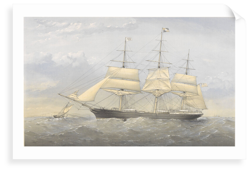 Clipper Ship 'South Australia' (1863) at sea near a coast by Thomas Goldsworth Dutton