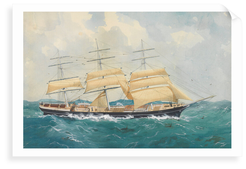 Clipper ship 'Dharwar' in a rough sea by unknown