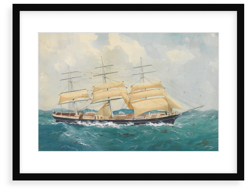 Clipper ship 'Dharwar' in a rough sea by unknown