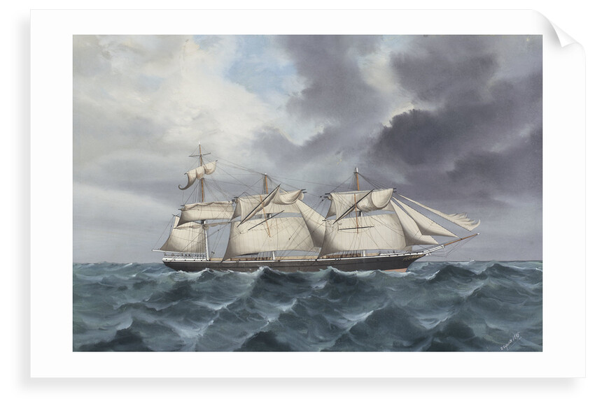 Clipper ship 'Blackadder' at sea with foremast and mainmast broken, 1895 by G. D'Esposito