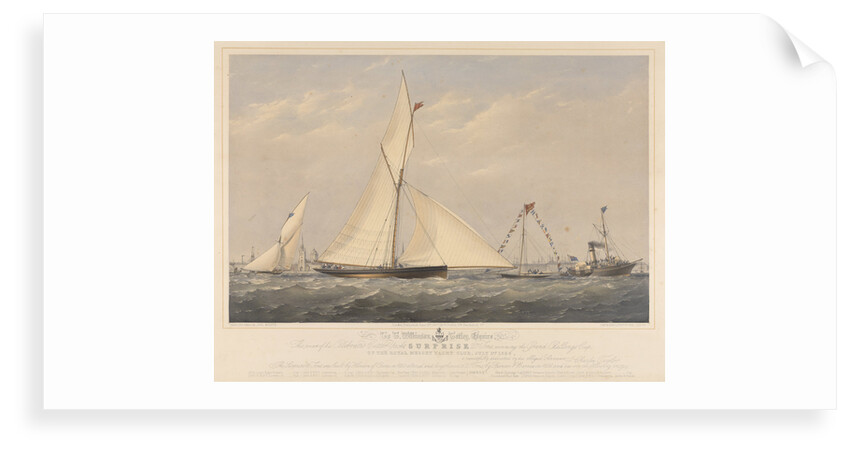 To T. Wilkinson Tetley, Esquire. This print of his Celebrated Cutter Yacht 'Surprise' 20 Tons, winning the Grand Challenge Cup of the Royal Mersey Yacht Club, July 1st 1856 by Charles Taylor [artist & engraver]; Day & Son [engravers]; William Foster [publisher]