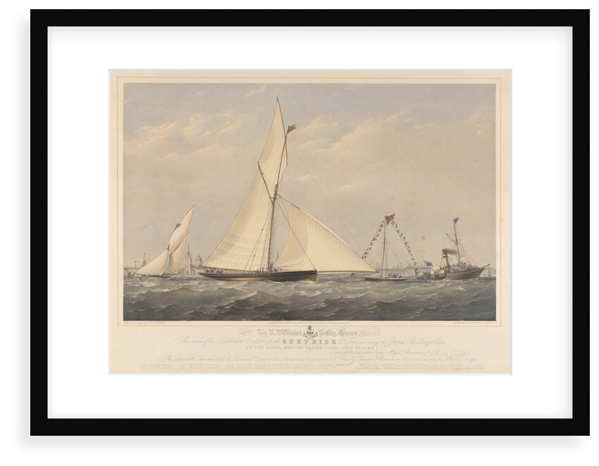 To T. Wilkinson Tetley, Esquire. This print of his Celebrated Cutter Yacht 'Surprise' 20 Tons, winning the Grand Challenge Cup of the Royal Mersey Yacht Club, July 1st 1856 by Charles Taylor [artist & engraver]; Day & Son [engravers]; William Foster [publisher]