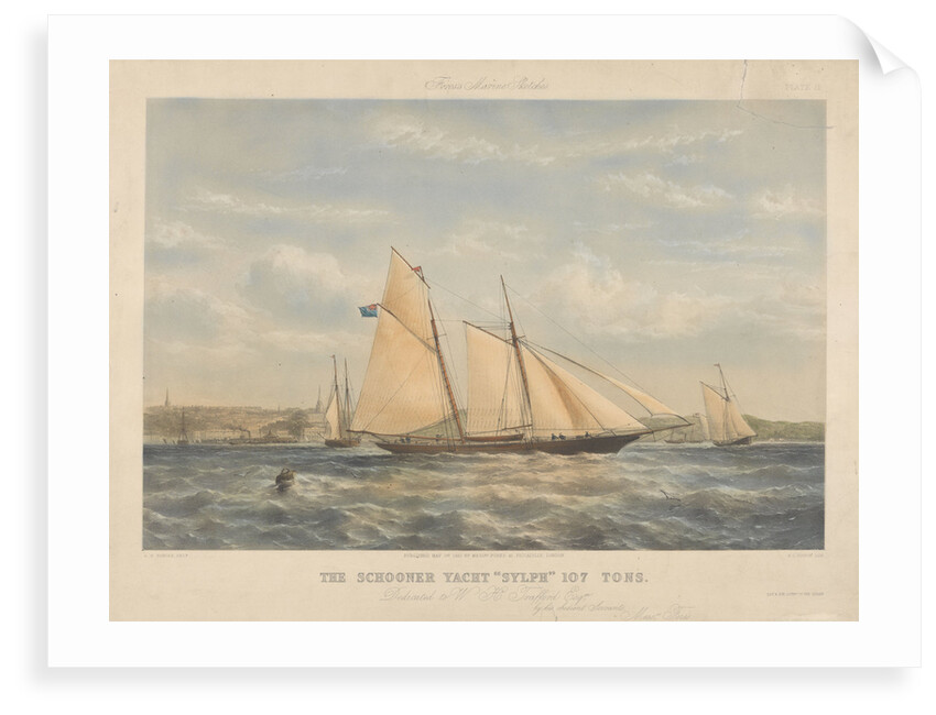 A lithograph of the schooner yacht 'Sylph' 107 Tons by Thomas Goldsworth Dutton