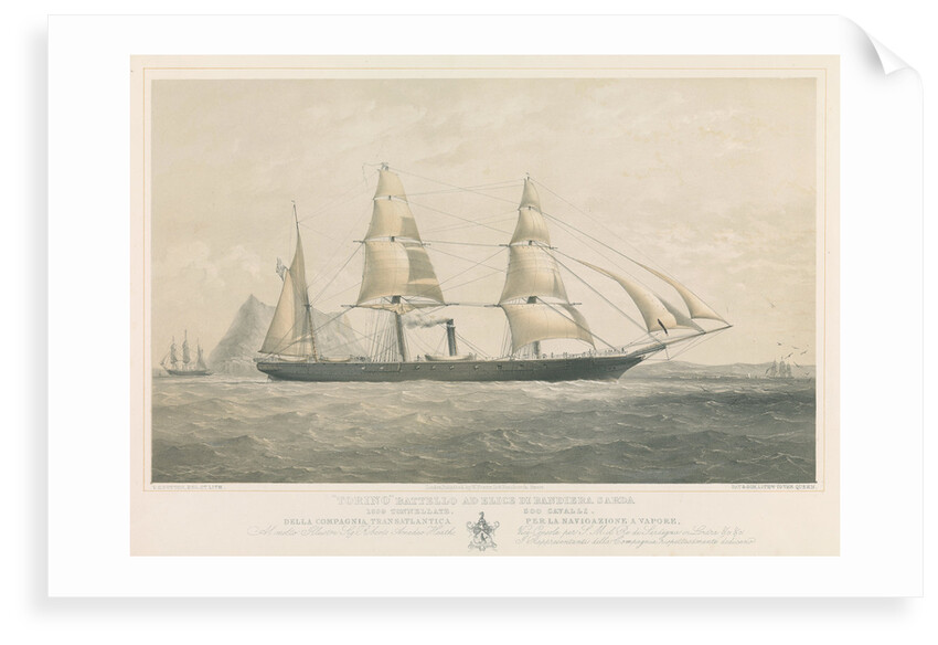 Steamship 'Torino' ad Elice di Bandiera Sarda 1859 Tonnellate 300 Cavalli Della Compagnia Transatlantica per la Navigazione a vapore by Thomas Goldsworth Dutton