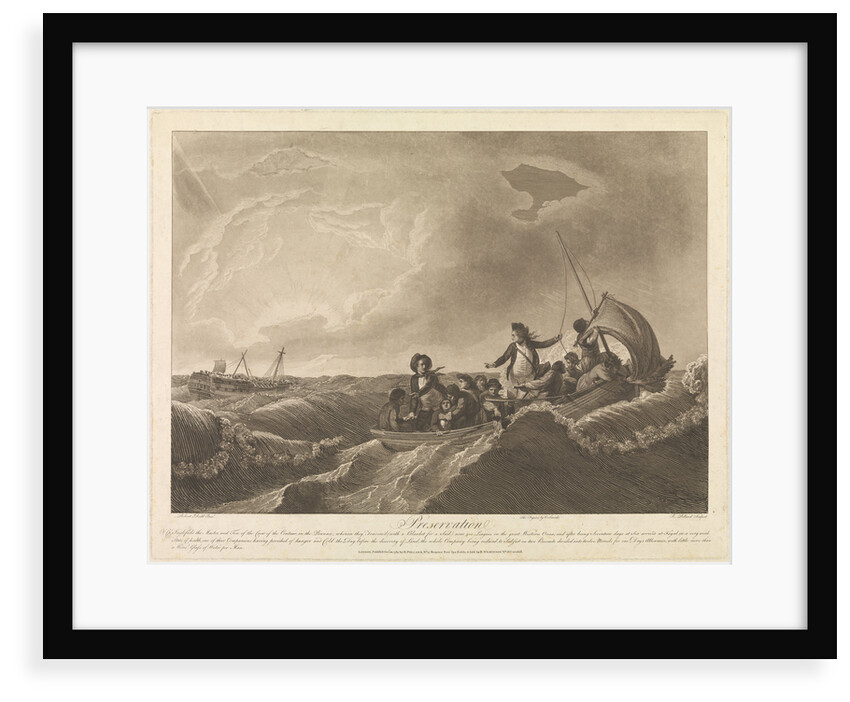 Preservation of Captain Inglefield, the Master, and ten of the crew of the 'Centaur' in the 'Pinnace' on the great Western Ocean, and after seventeen days at sea, arrived at Fayal by Robert Dodd