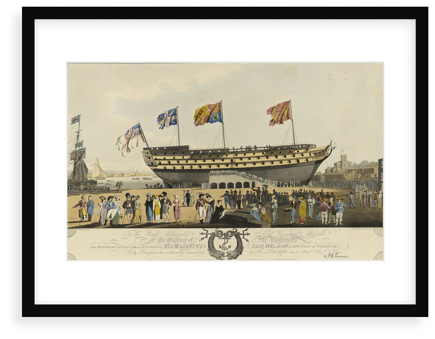The launch of the 'Nelson' (Br, 1814) by John Thomas Serres