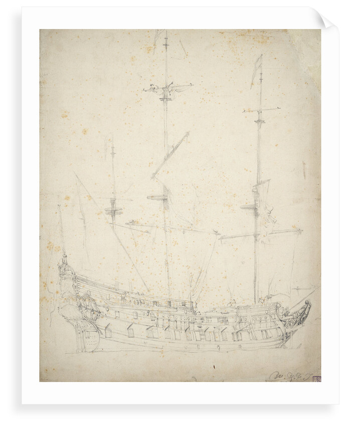 Portrait of a Dutch two-decker by Willem Van de Velde the Younger