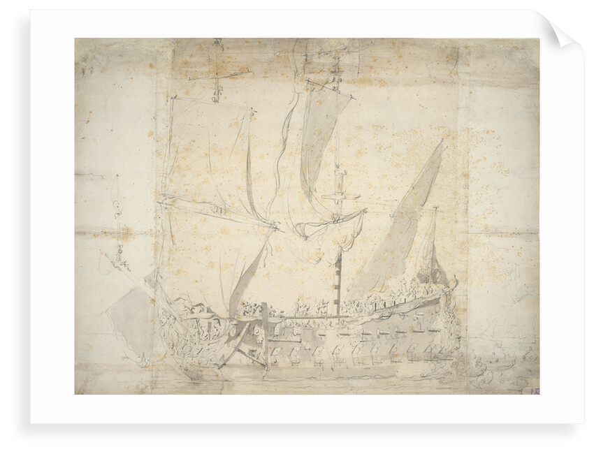 An English two-decker in a light air by Willem van de Velde the Elder