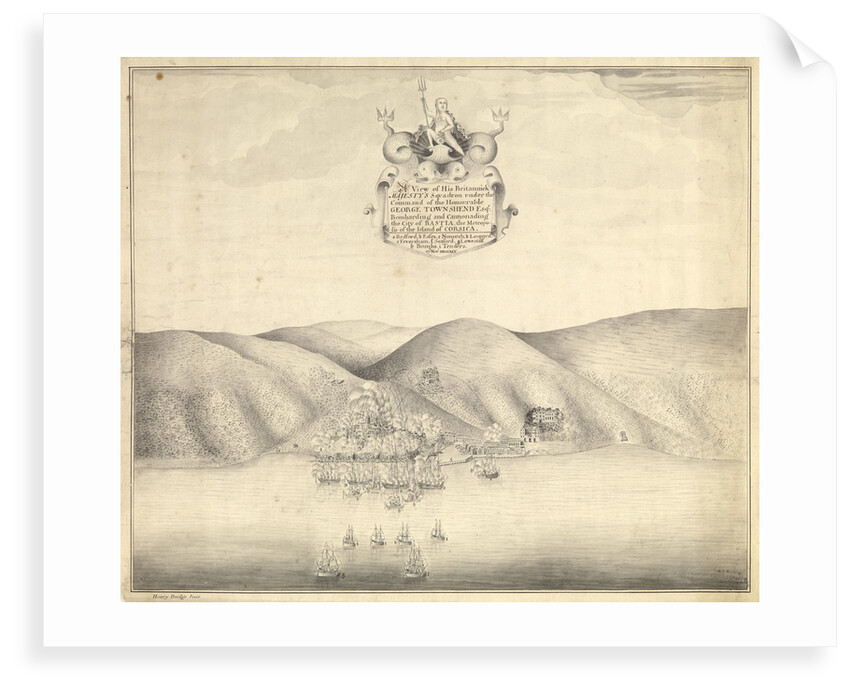 A view of His Majesty's squadron under George Townsend bombarding and cannonading the city of Bastia, Corsica, 1765 by Henry Doidge