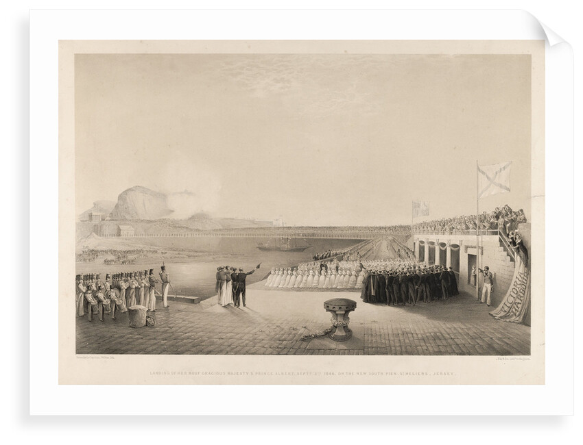 Landing of Queen Victoria & Prince Albert, 3 September 1846, on the New South Pier, St Heliers, Jersey by J. Le Capelain