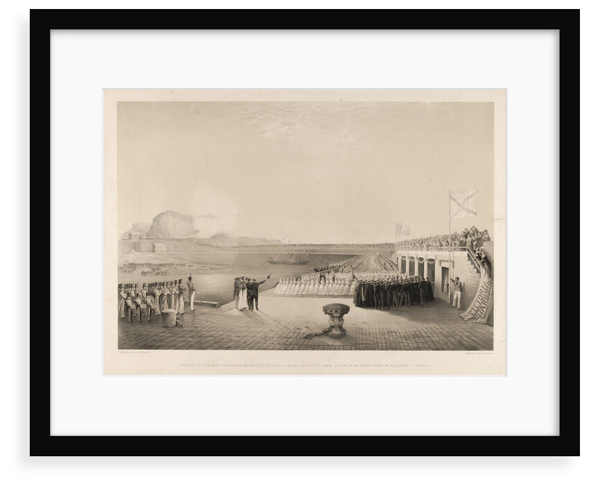 Landing of Queen Victoria & Prince Albert, 3 September 1846, on the New South Pier, St Heliers, Jersey by J. Le Capelain