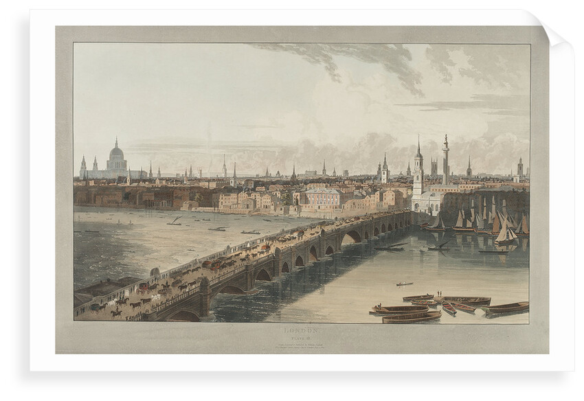 London, showing St Paul's Cathedral, London Bridge and the River Thames by William Daniell