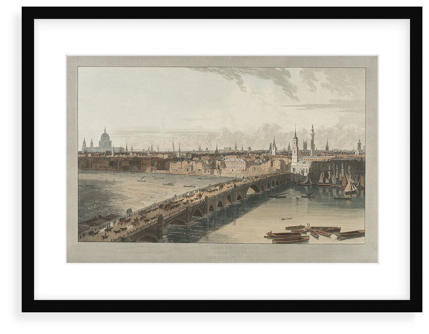 London, showing St Paul's Cathedral, London Bridge and the River Thames by William Daniell