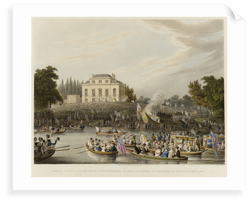 Arrival at Brandenburgh House of the Watermen &c. with an Address to the Queen on the 3d October 1820 by M. Dubourg