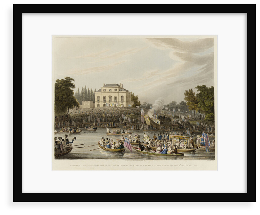 Arrival at Brandenburgh House of the Watermen &c. with an Address to the Queen on the 3d October 1820 by M. Dubourg