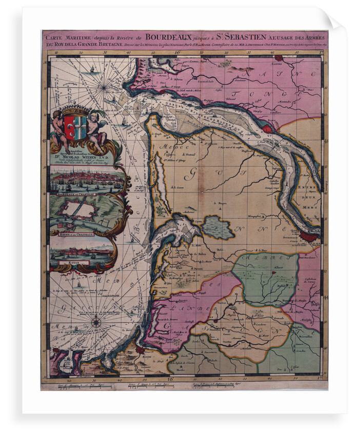 Map of Bordeaux, France by Romeyn de Hooghe
