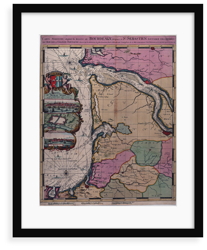 Map of Bordeaux, France by Romeyn de Hooghe