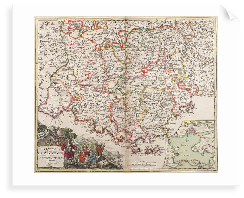 Map of the Provence, France by Johann Baptist Homann