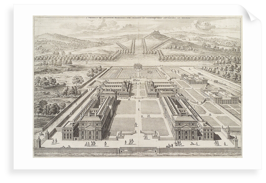 A prospect of Greenwich Hospital for Seamen as designed and Advancing An. MDCXCIX. by Johannes Kip
