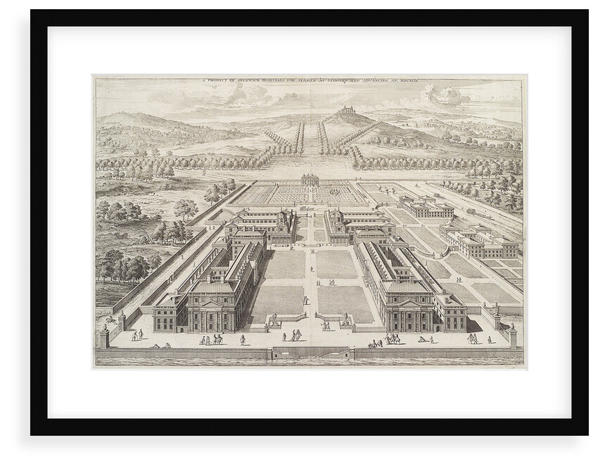 A prospect of Greenwich Hospital for Seamen as designed and Advancing An. MDCXCIX. by Johannes Kip