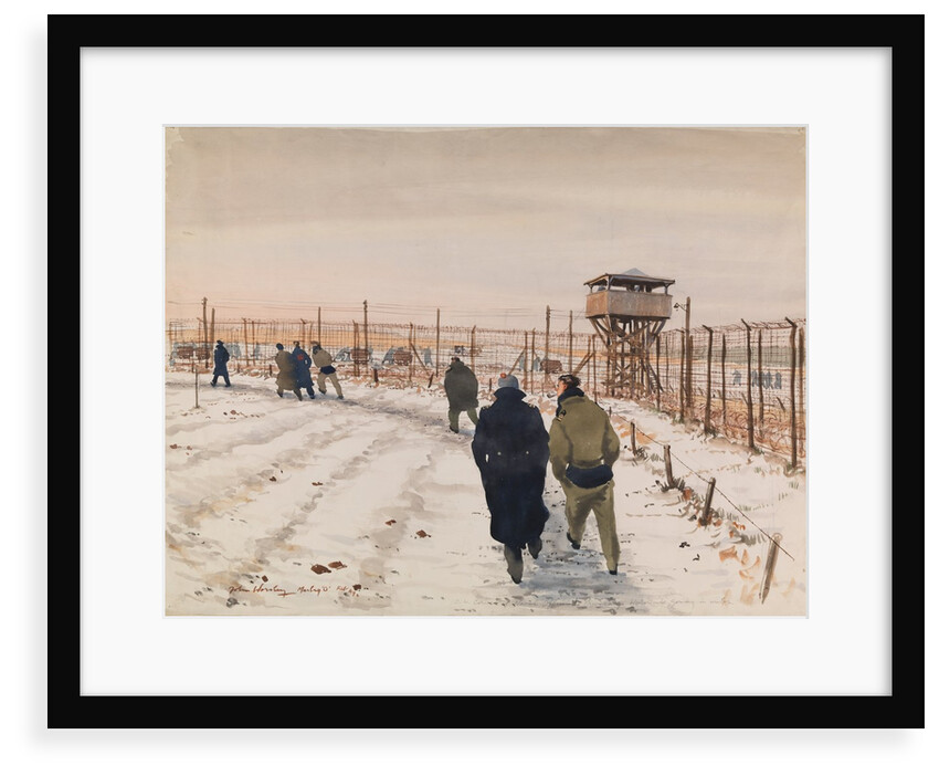 Marlag 'O' Feb '44 S.W. Corner of Naval Officers Prison Camp, Westertincke, Germany, in winter by John Worsley