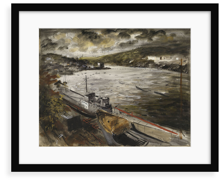 Ministry of War transport vessels in dry dock at Fowey, Cornwall by John Piper