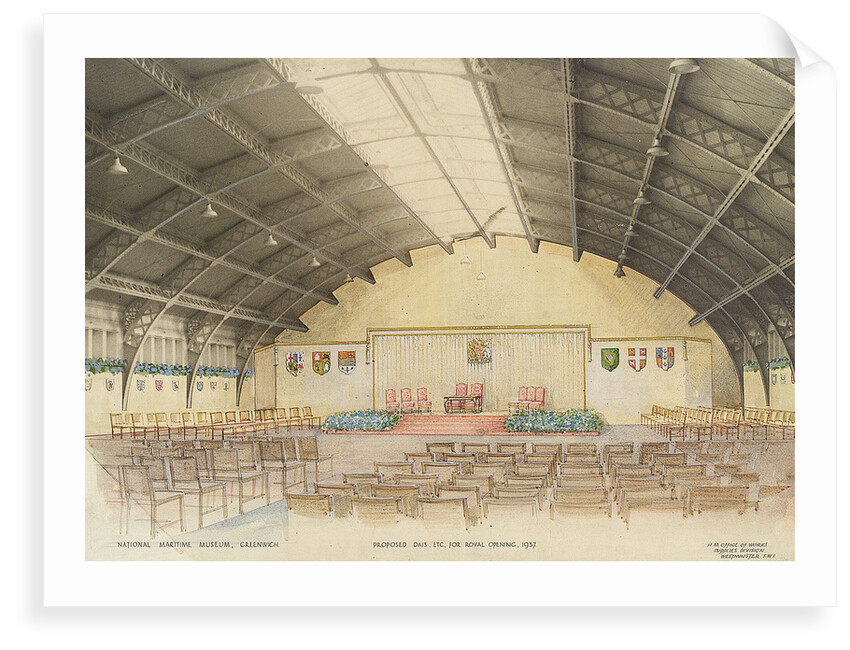 National Maritime Museum, Greenwich. 'Proposed dais, etc for Royal Opening, 1937 by HM Office of Works