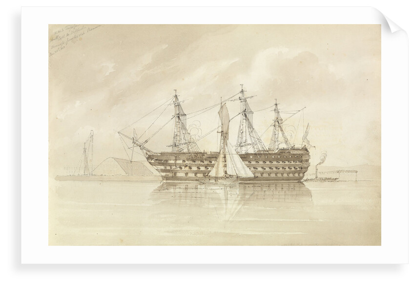 HMS 'Trafalgar' off Sheerness, from the 'Shannon', 28 December 1850 by George Pechell Mends