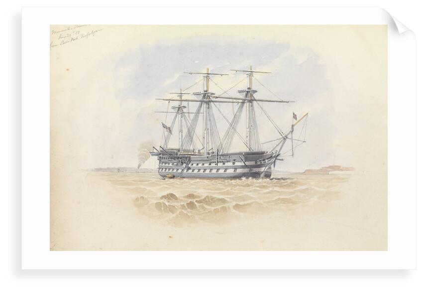 'Monarch' at Sheerness from the 'Trafalgar' 29 January 1851 by George Pechell Mends