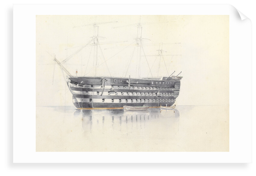 Study of HMS 'Queen' at Malta, 3 March 1852 by George Pechell Mends