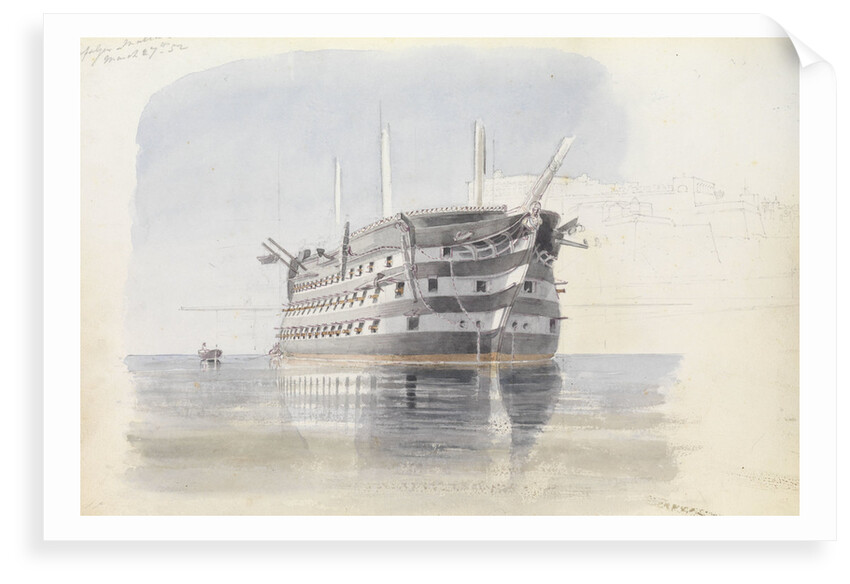 'Trafalgar' under the Upper Barracca, Malta, 27 March 1852 by George Pechell Mends