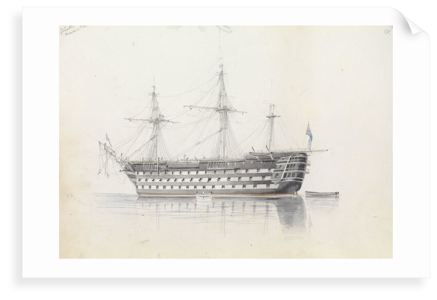 HMS 'Trafalgar' in Grand Harbour, Malta, 11 March 1852 by George Pechell Mends