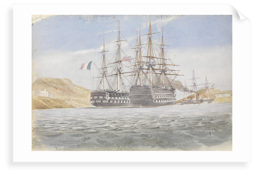The 'Charlemagne' with 'Trafalgar' leaving Port Mahon under tow by 'Firebrand', 1 June 1822 by George Pechell Mends