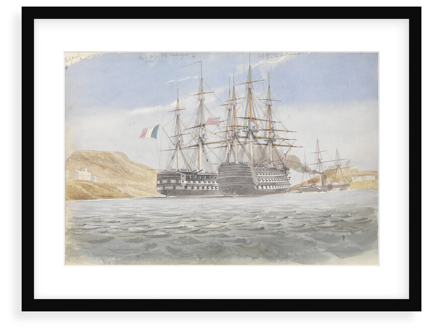 The 'Charlemagne' with 'Trafalgar' leaving Port Mahon under tow by 'Firebrand', 1 June 1822 by George Pechell Mends