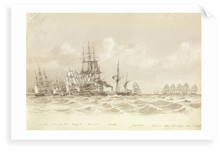 Trial of sailing off Cape de Galta [Cabo de Gata], 30 July 1852, 'Trafalgar' and 'Terrible' in the foreground by George Pechell Mends