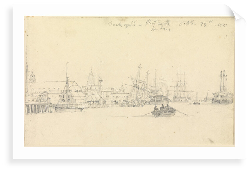 Portsmouth Dockyard, Portsmouth Harbour, 1821 by John Christian Schetky