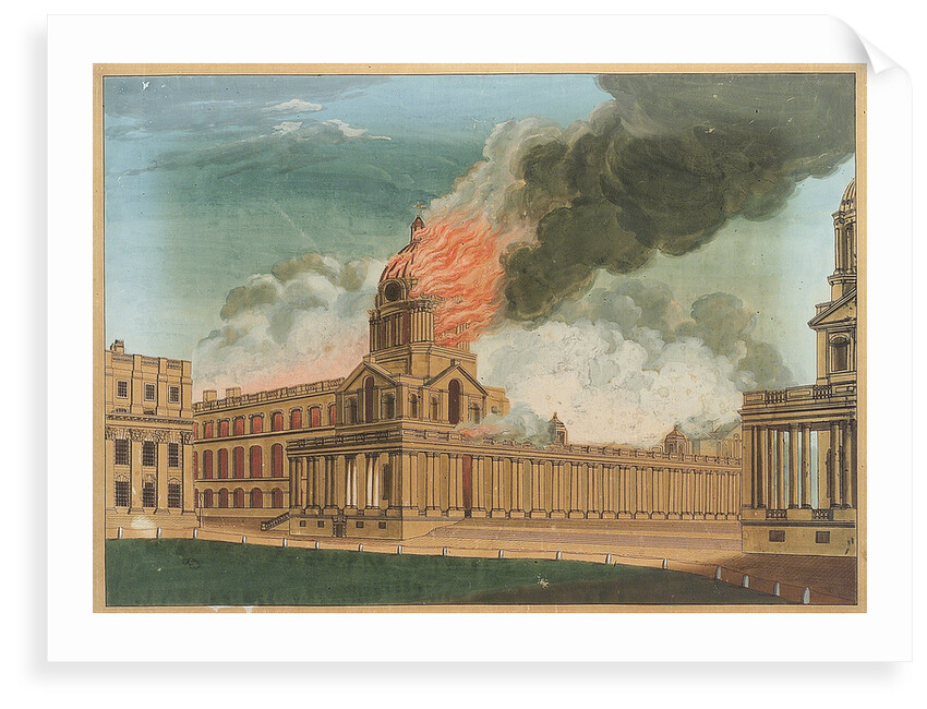 Greenwich Hospital - The Chapel burning, 2 January 1779 by E. Edye