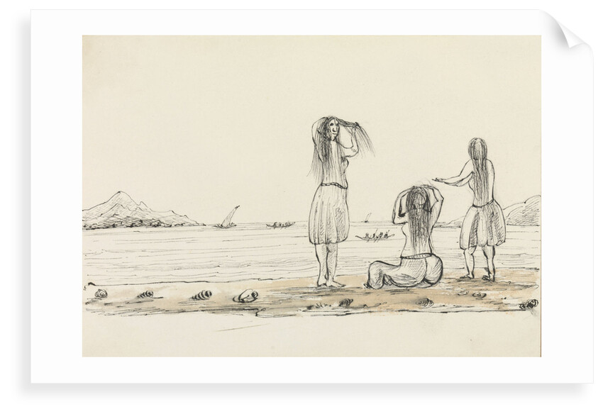 Rough sketch of native girls bathing by Harry Edmund Edgell